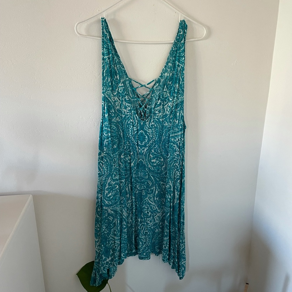 NWT Lucy Love turquoise paisley mini dress